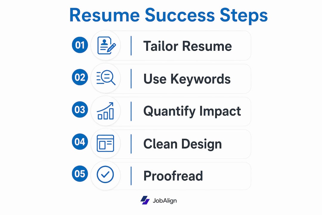 Infographic illustrating key resume success steps
