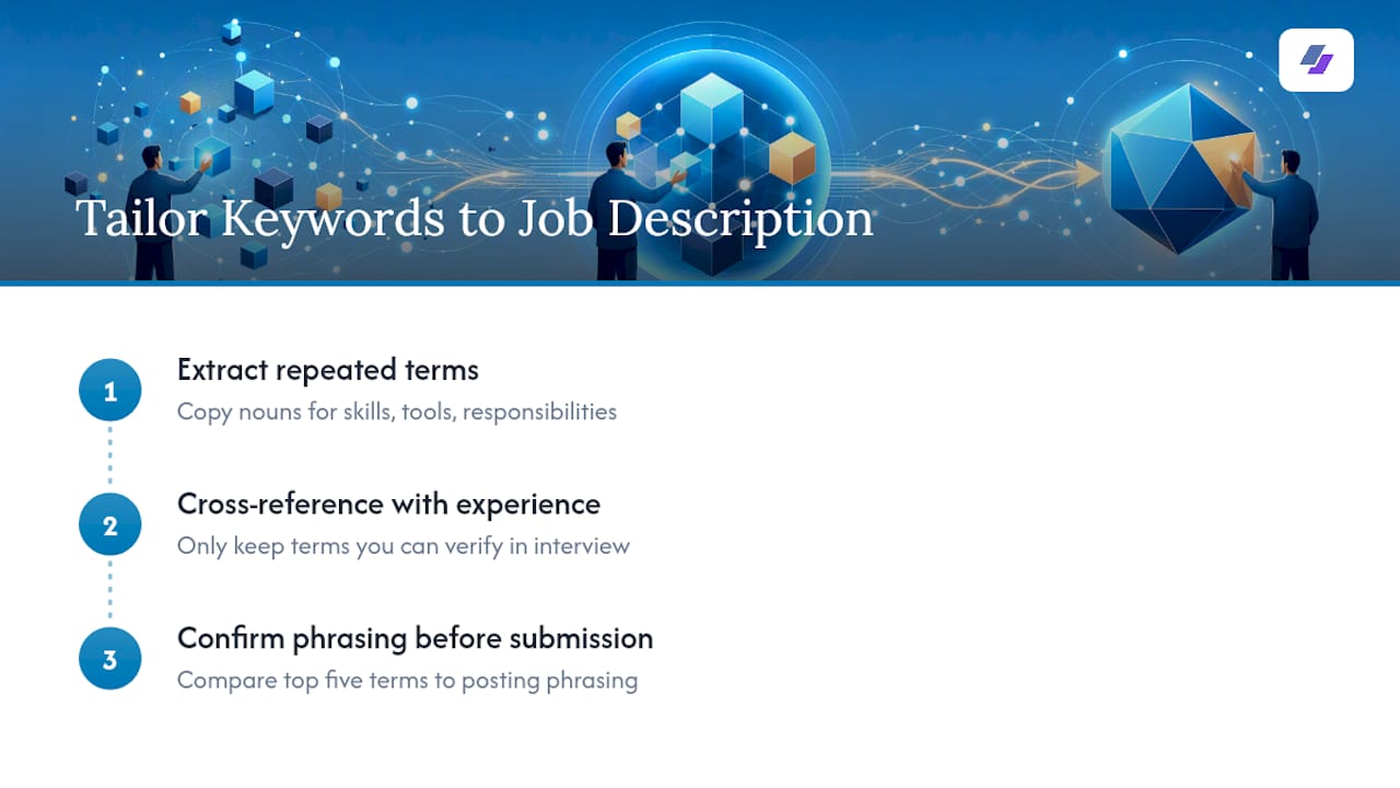 Three-step resume keyword matching process