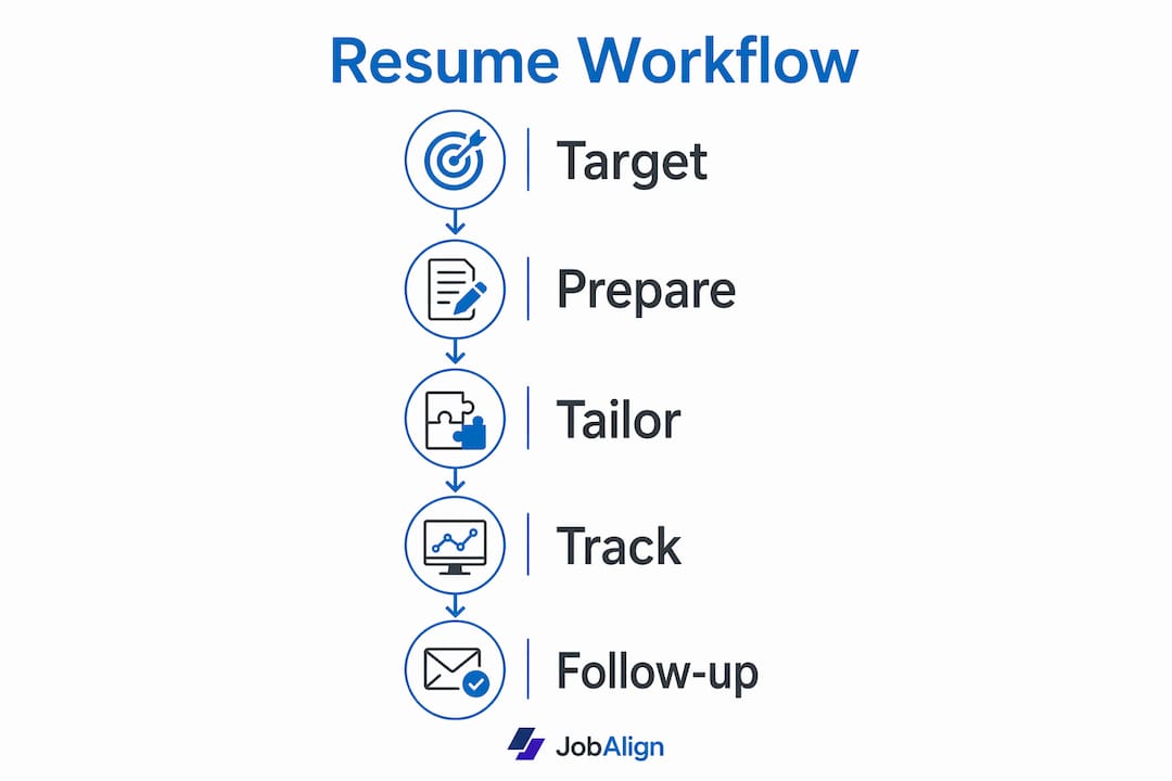 Infographic showing resume workflow stages