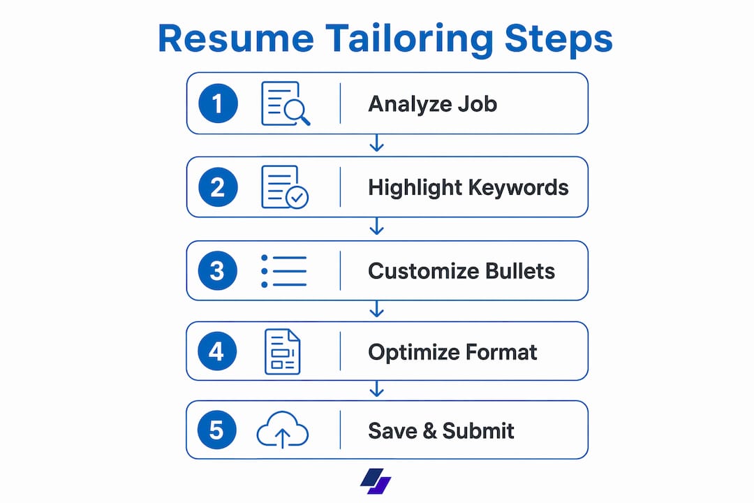 Infographic outlining resume tailoring steps