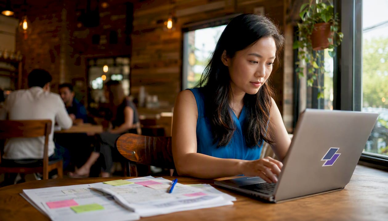 Woman improving resume content with AI
