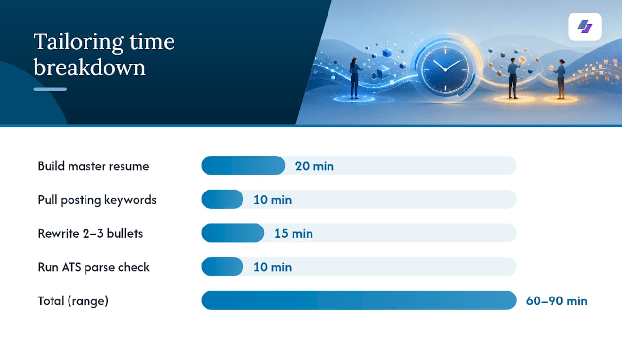 Resume tailoring workflow with time estimates