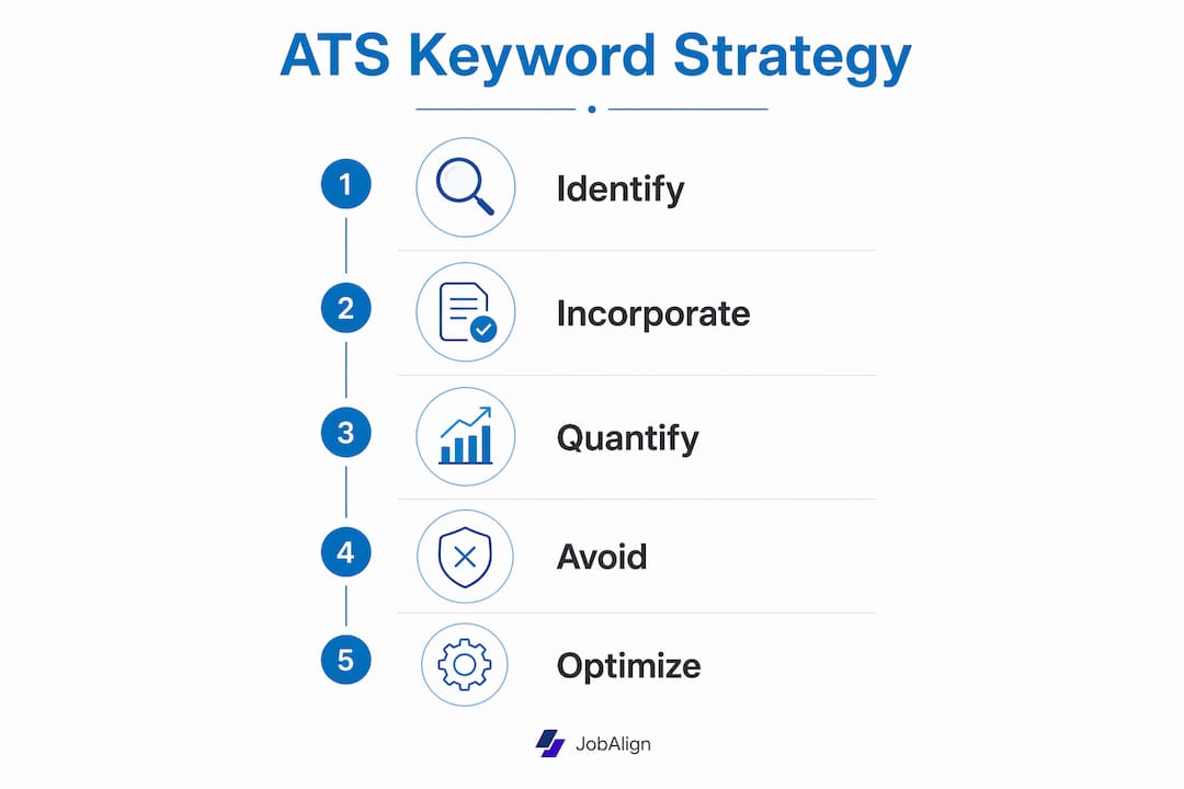 Infographic illustrating ATS keyword strategy steps