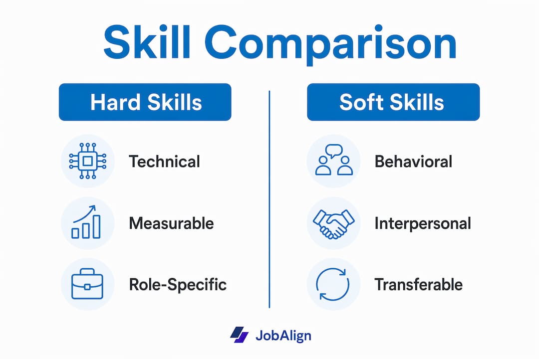 Infographic comparing hard skills and soft skills