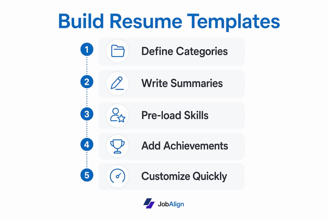 Infographic showing steps to build resume templates