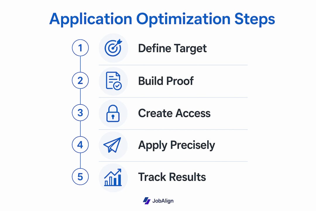 Infographic showing 5 main steps to optimize job applications