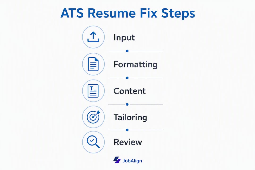 Infographic showing ATS resume optimization steps